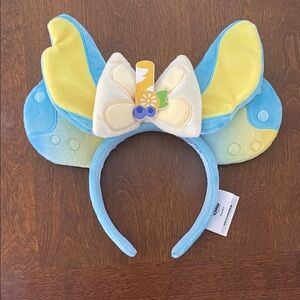 Disney Parks Lilo & Stitch Inspired Minnie Ear Headband -Blue Plush Lemonade Bow